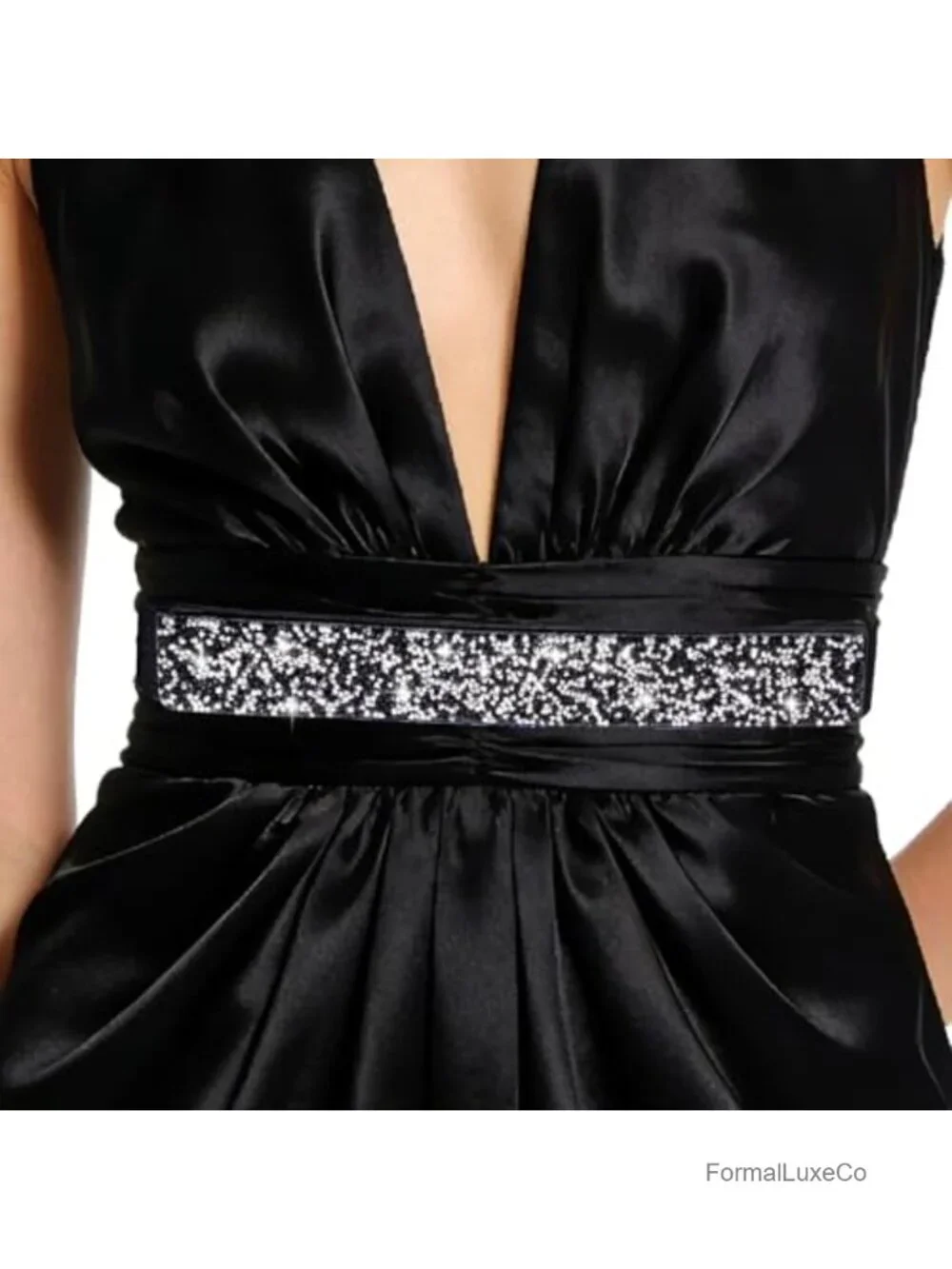 Sparkling Rhinestone Wide Elastic Waist Belt for Weddings Prom Parties